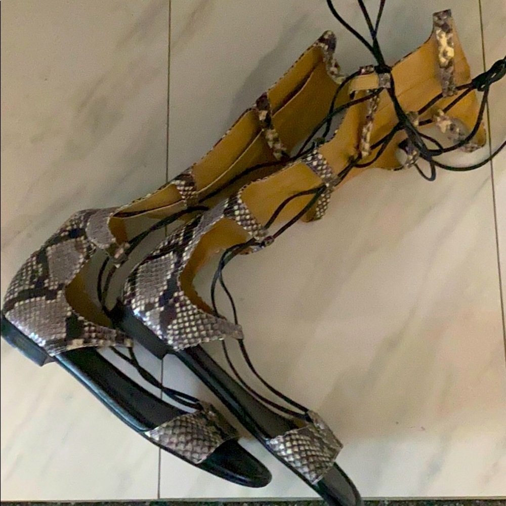 Michael Kors lace up sandals croc leather size 8.5